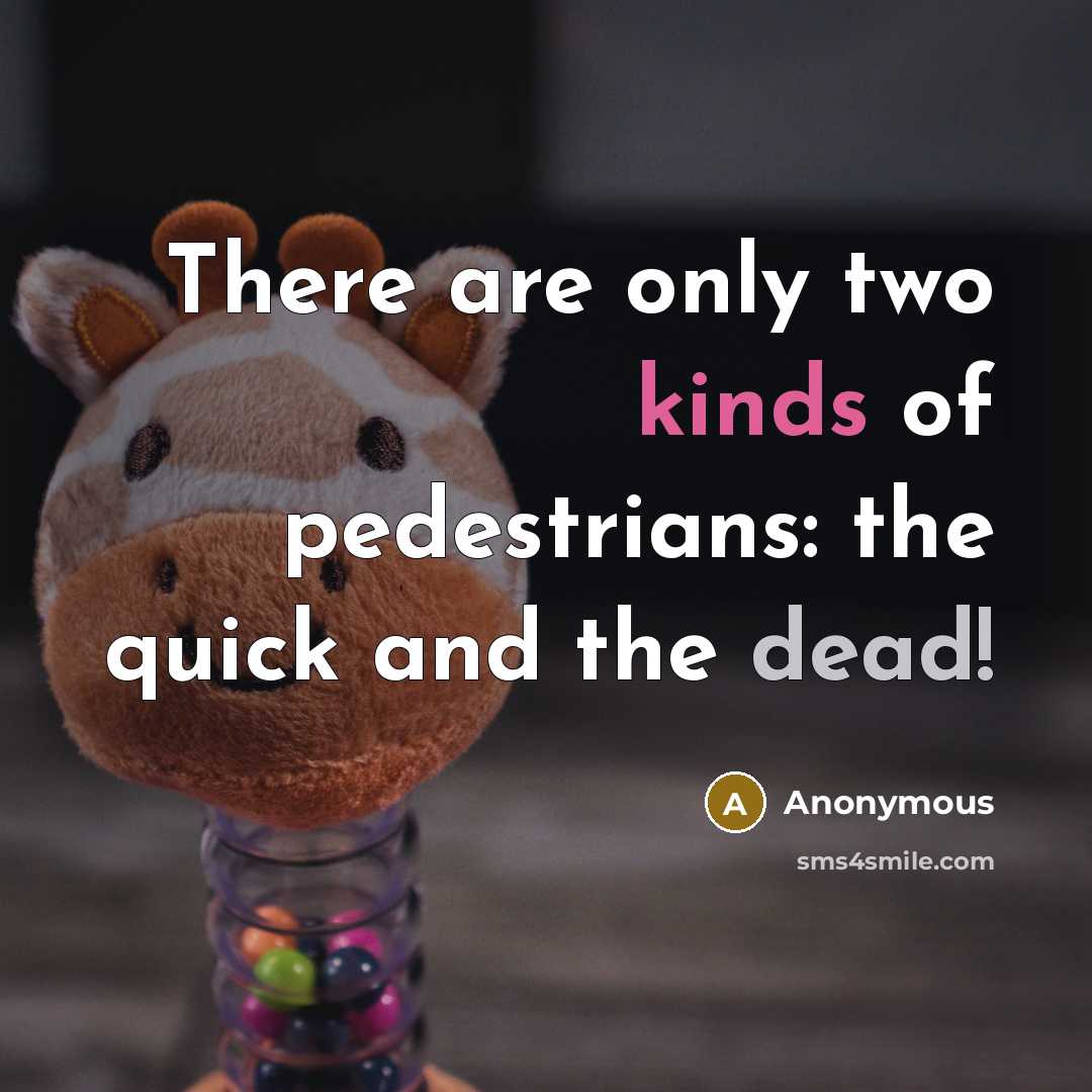 “There are only two kinds of pedestrians: the quick and the dead!” quote by Anonymous
