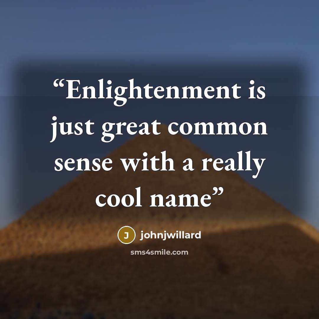 “Enlightenment is just great common sense with a really cool name” quote by johnjwillard