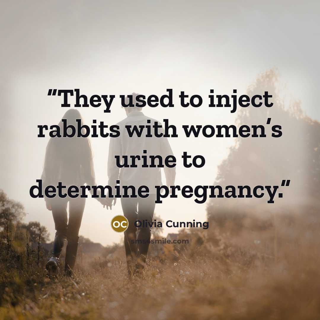 “They used to inject rabbits with women’s urine to determine pregnancy.” quote by Olivia Cunning