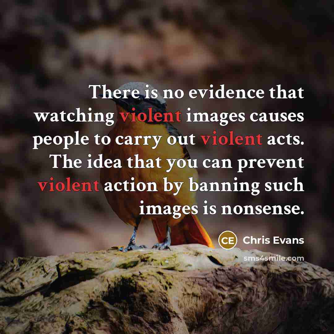 “There is no evidence that watching violent images causes people to carry out violent acts. The idea that you can prevent violent action by banning such images is nonsense.” quote by Chris Evans