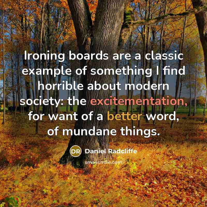 “Ironing boards are a classic example of something I find horrible about modern society: the excitementation, for want of a better word, of mundane things.” quote by Daniel Radcliffe
