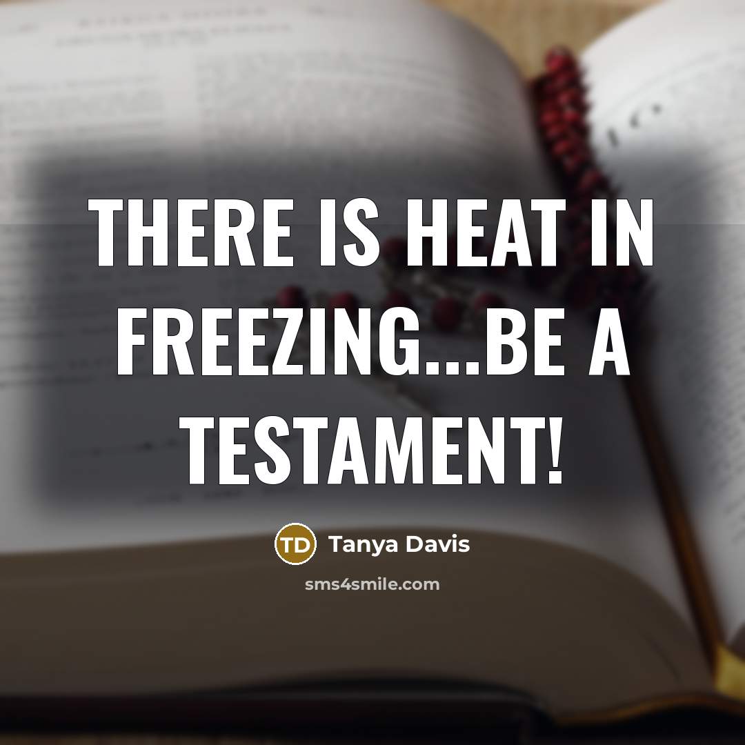 “There is heat in freezing...be a testament!” quote by Tanya Davis