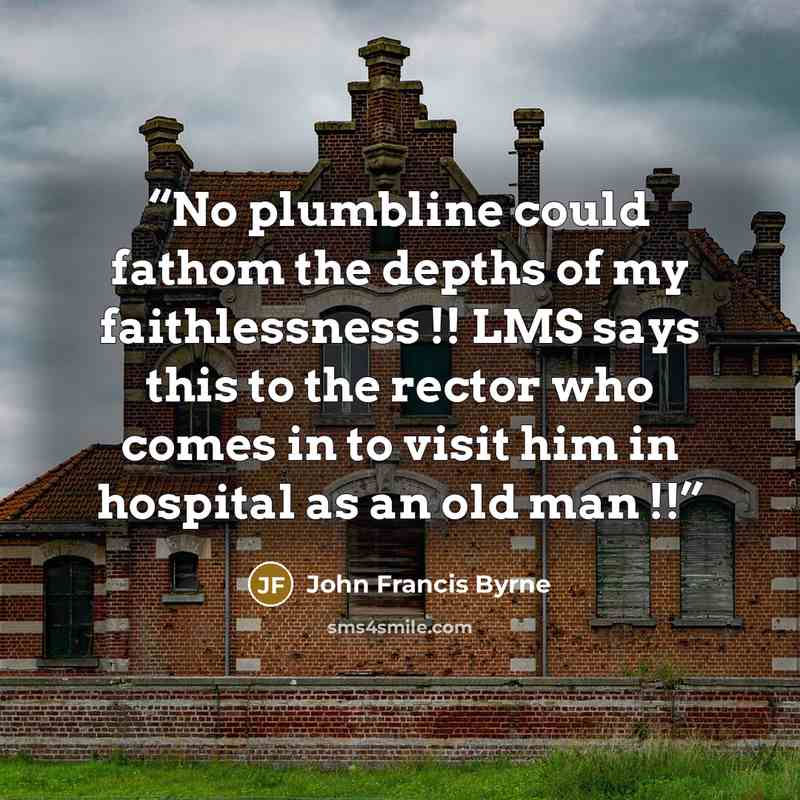 “No plumbline could fathom the depths of my faithlessness !! LMS says this to the rector who comes in to visit him in hospital as an old man !!” quote by John Francis Byrne