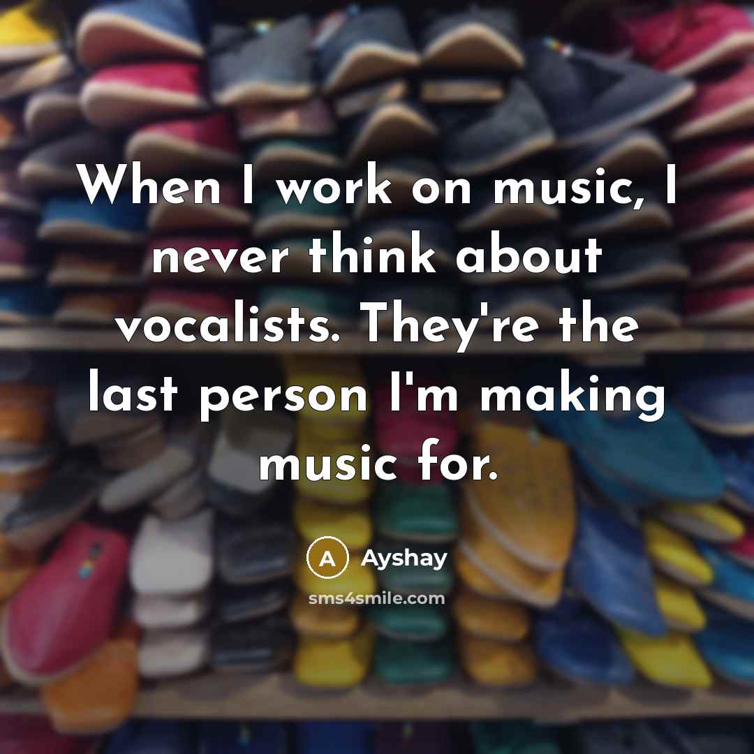 “When I work on music, I never think about vocalists. They're the last person I'm making music for.” quote by Ayshay