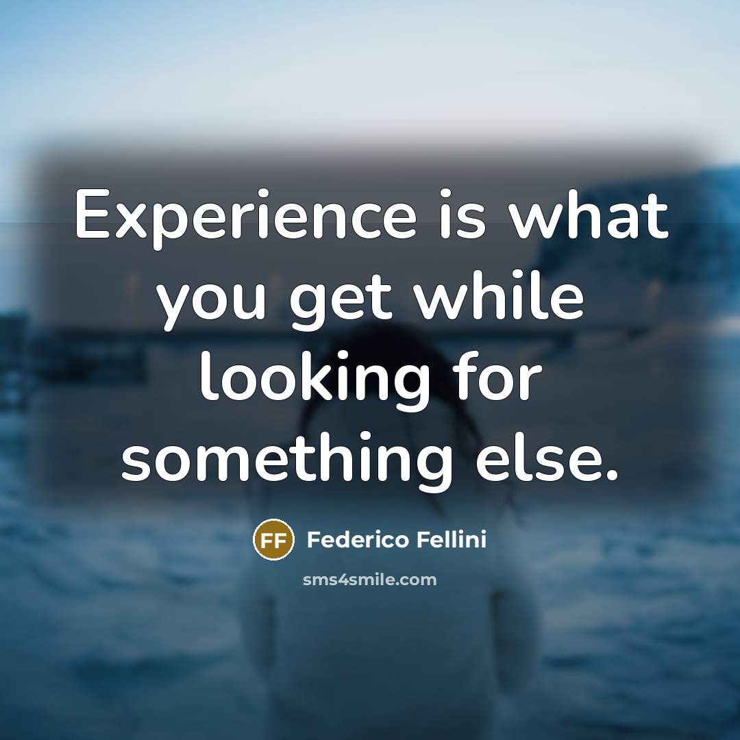 “Experience is what you get while looking for something else.” quote by Federico Fellini