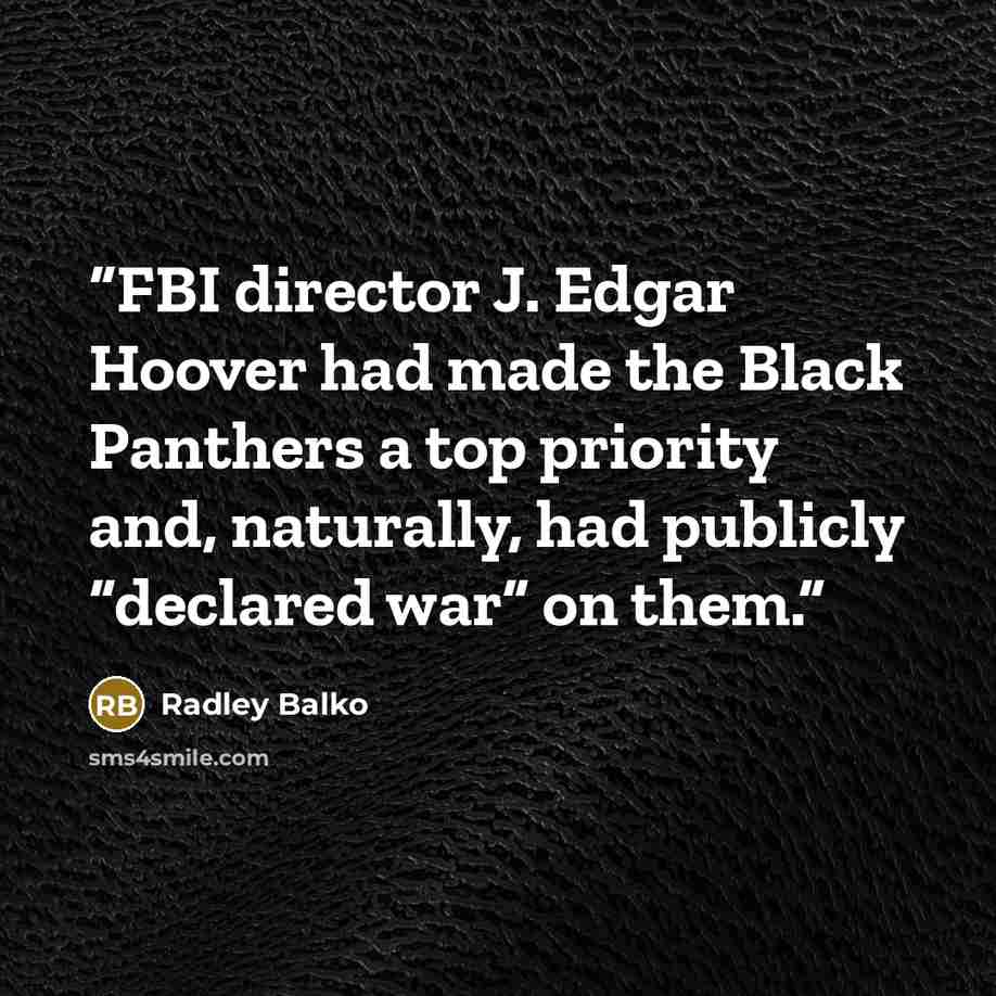 “FBI director J. Edgar Hoover had made the Black Panthers a top priority and, naturally, had publicly “declared war” on them.” quote by Radley Balko