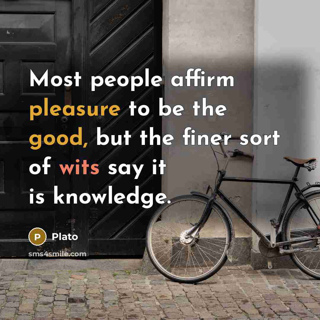 “Most people affirm pleasure to be the good, but the finer sort of wits say it is knowledge.” quote by Plato