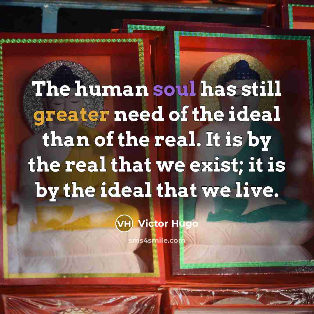 “The human soul has still greater need of the ideal than of the real. It is by the real that we exist; it is by the ideal that we live.” quote by Victor Hugo