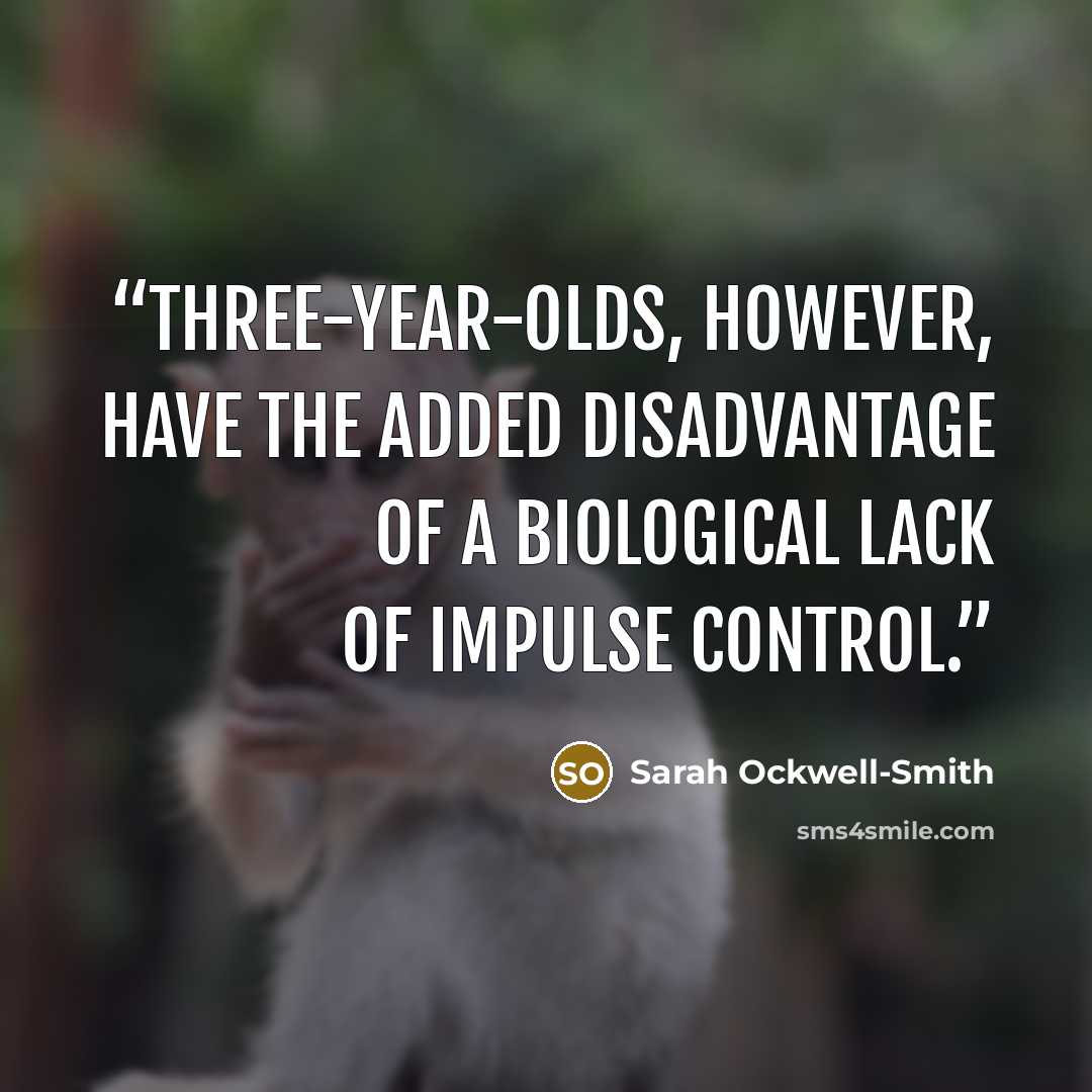“Three-year-olds, however, have the added disadvantage of a biological lack of impulse control.” quote by Sarah Ockwell-Smith
