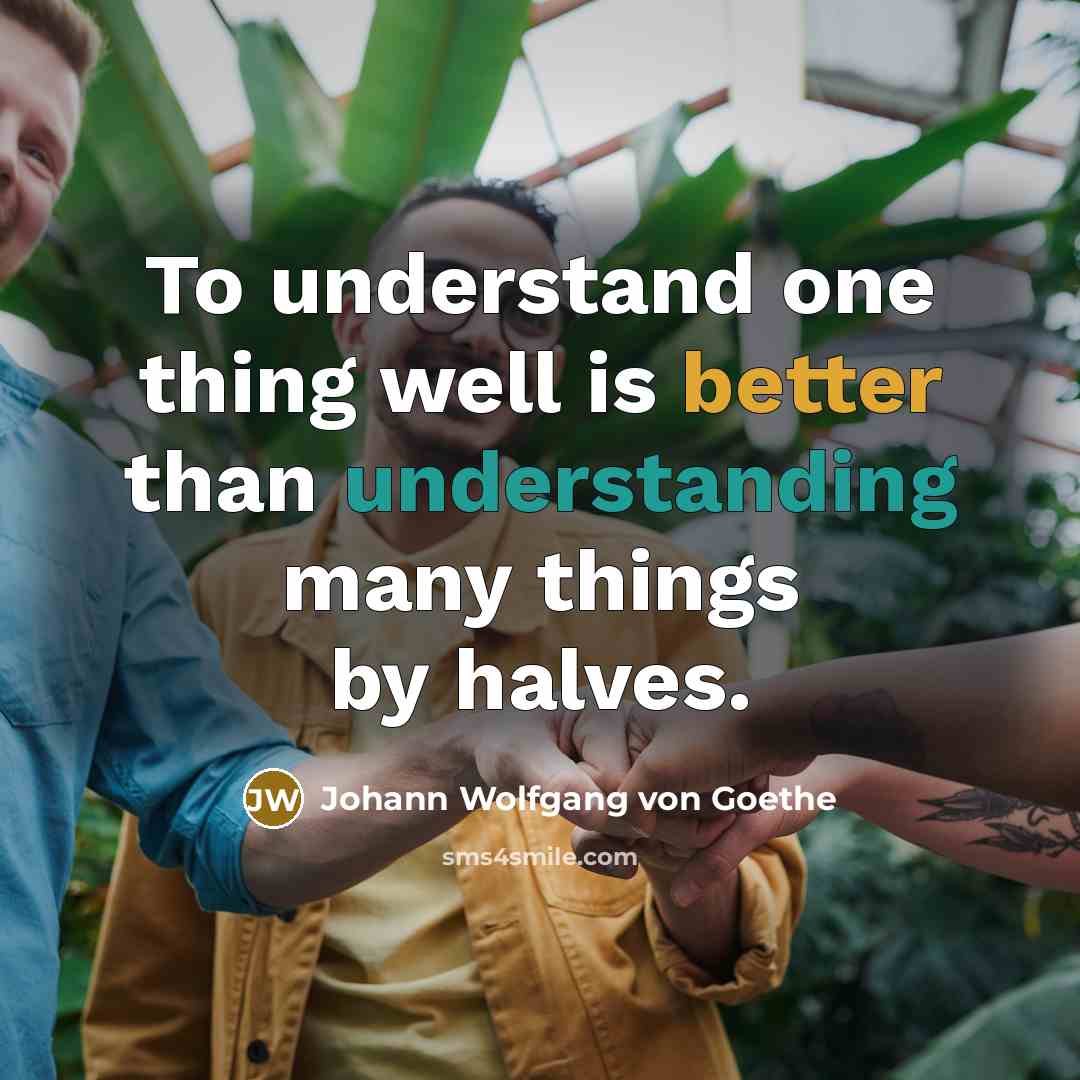 “To understand one thing well is better than understanding many things by halves.” quote by Johann Wolfgang von Goethe