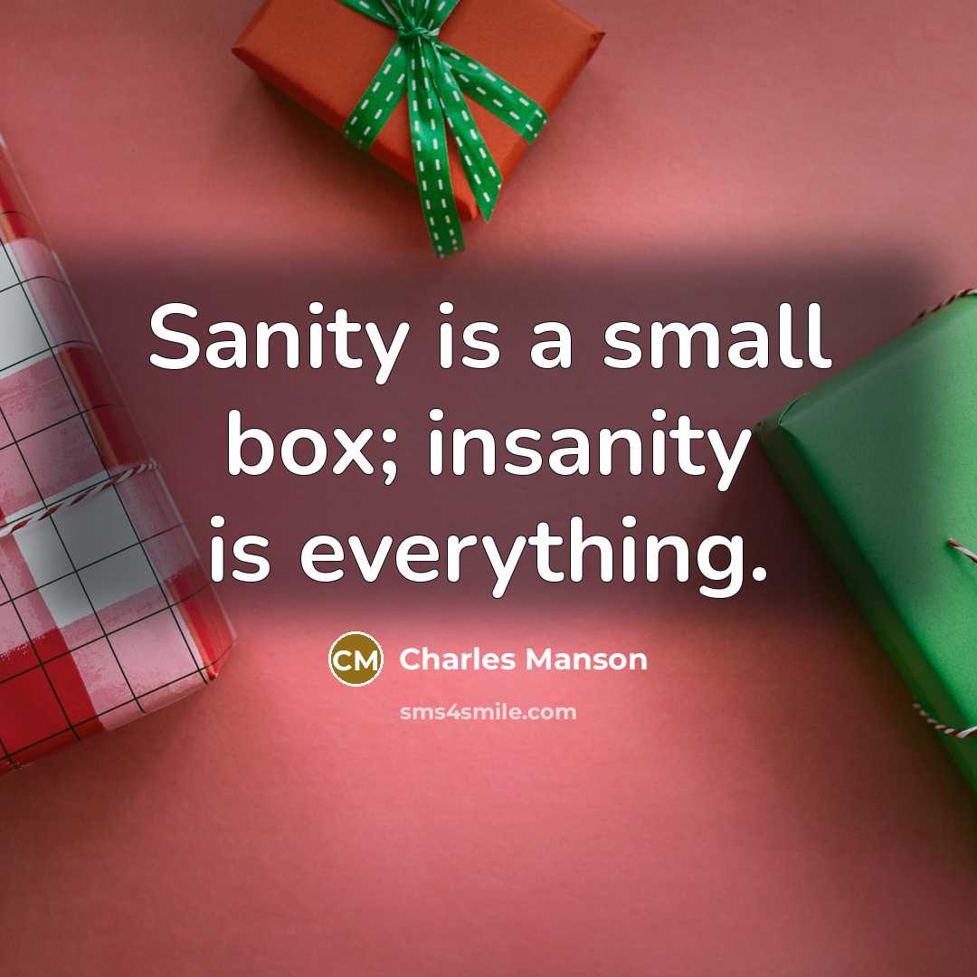 “Sanity is a small box; insanity is everything.” quote by Charles Manson