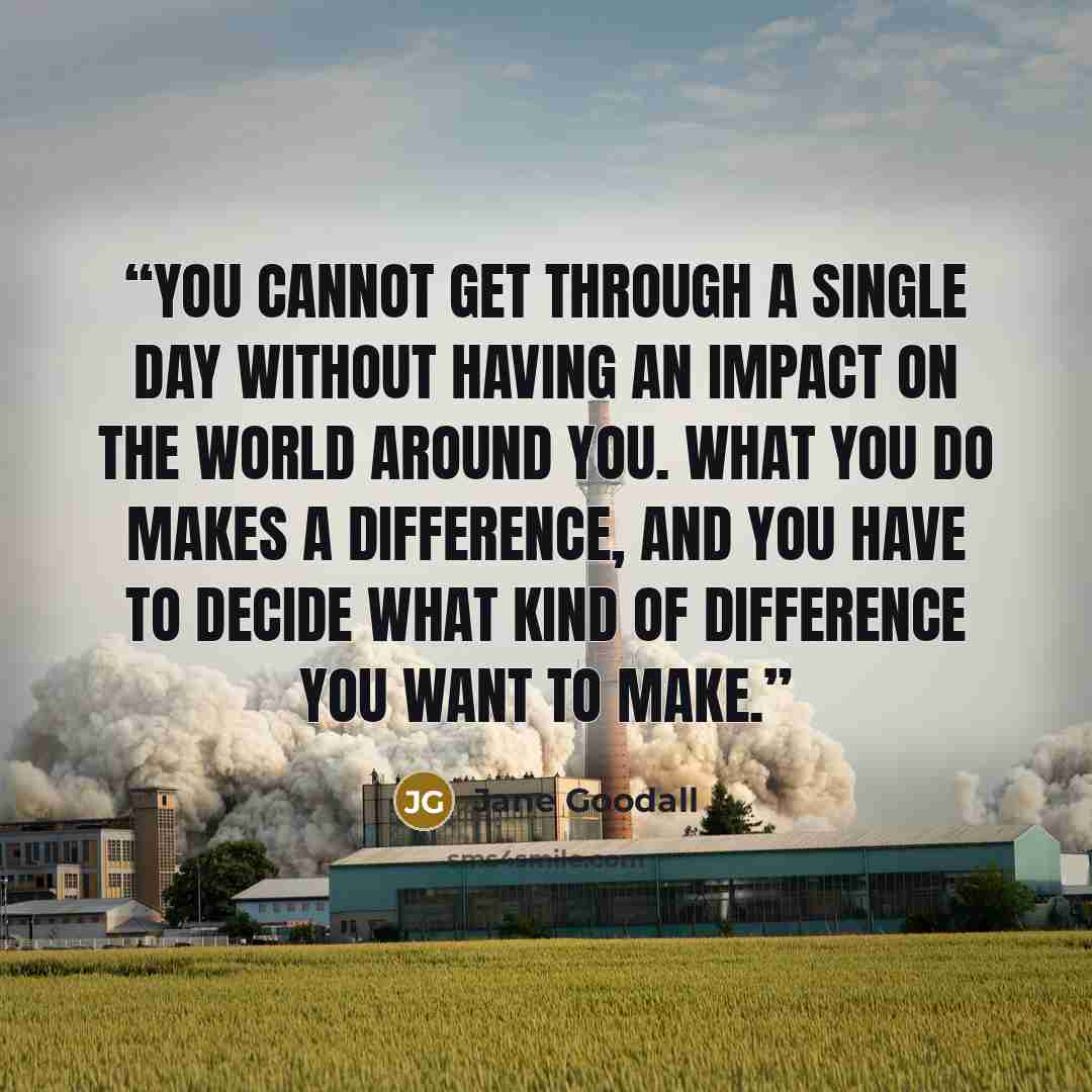 “You cannot get through a single day without having an impact on the world around you. What you do makes a difference, and you have to decide what kind of difference you want to make.” quote by Jane Goodall