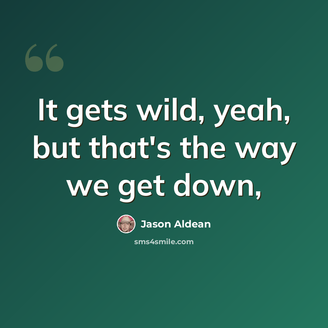 “It gets wild, yeah, but that's the way we get down,” quote by Jason Aldean