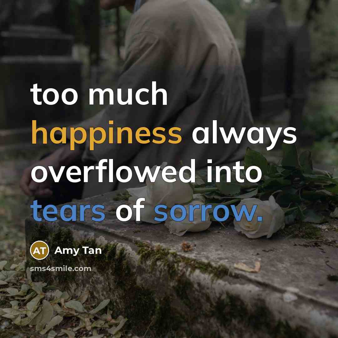 “too much happiness always overflowed into tears of sorrow.” quote by Amy Tan
