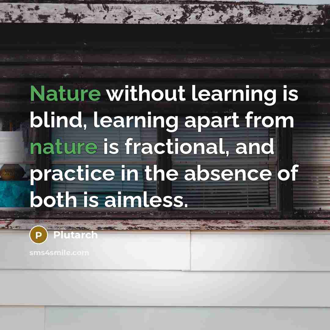 “Nature without learning is blind, learning apart from nature is fractional, and practice in the absence of both is aimless.” quote by Plutarch