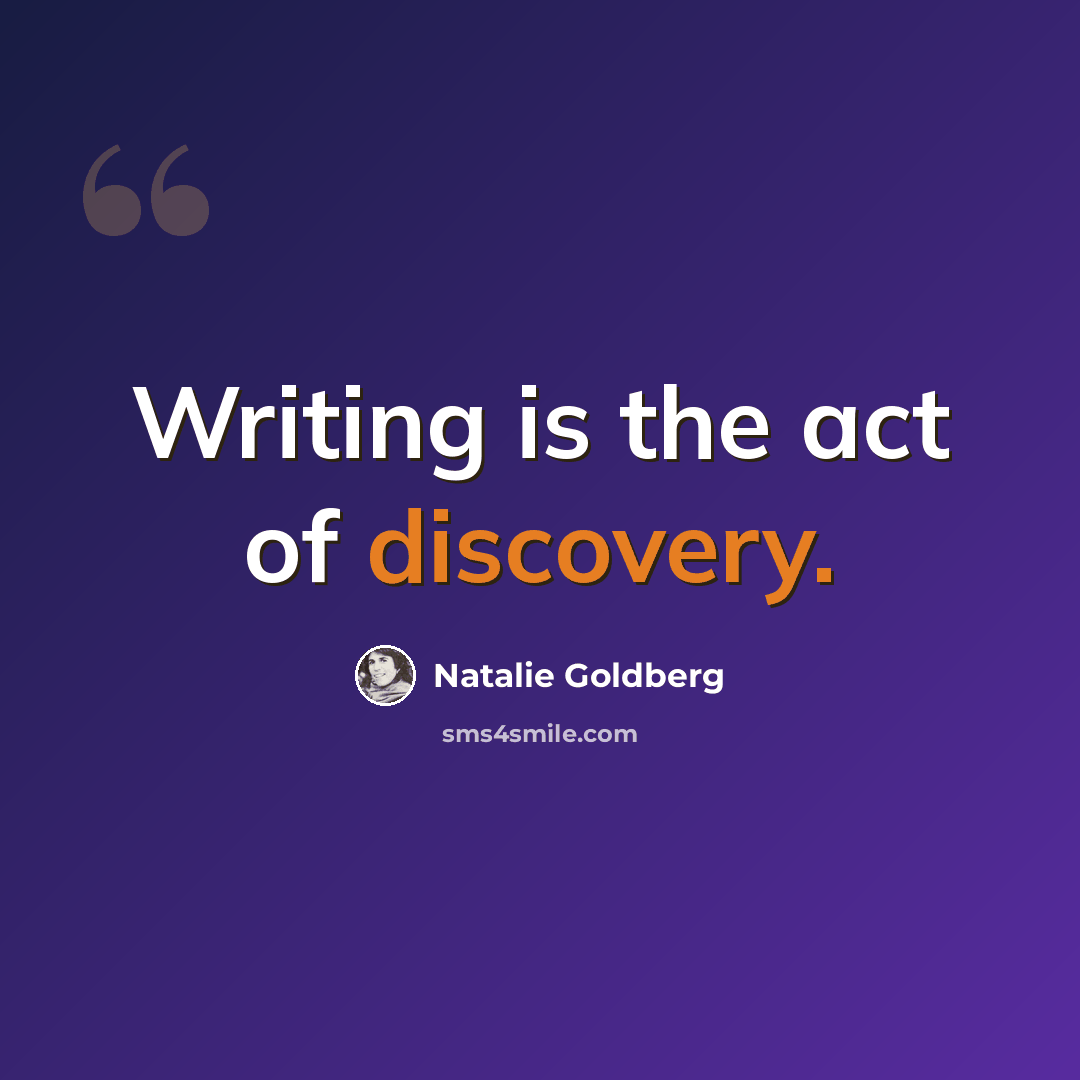 “Writing is the act of discovery.” quote by Natalie Goldberg