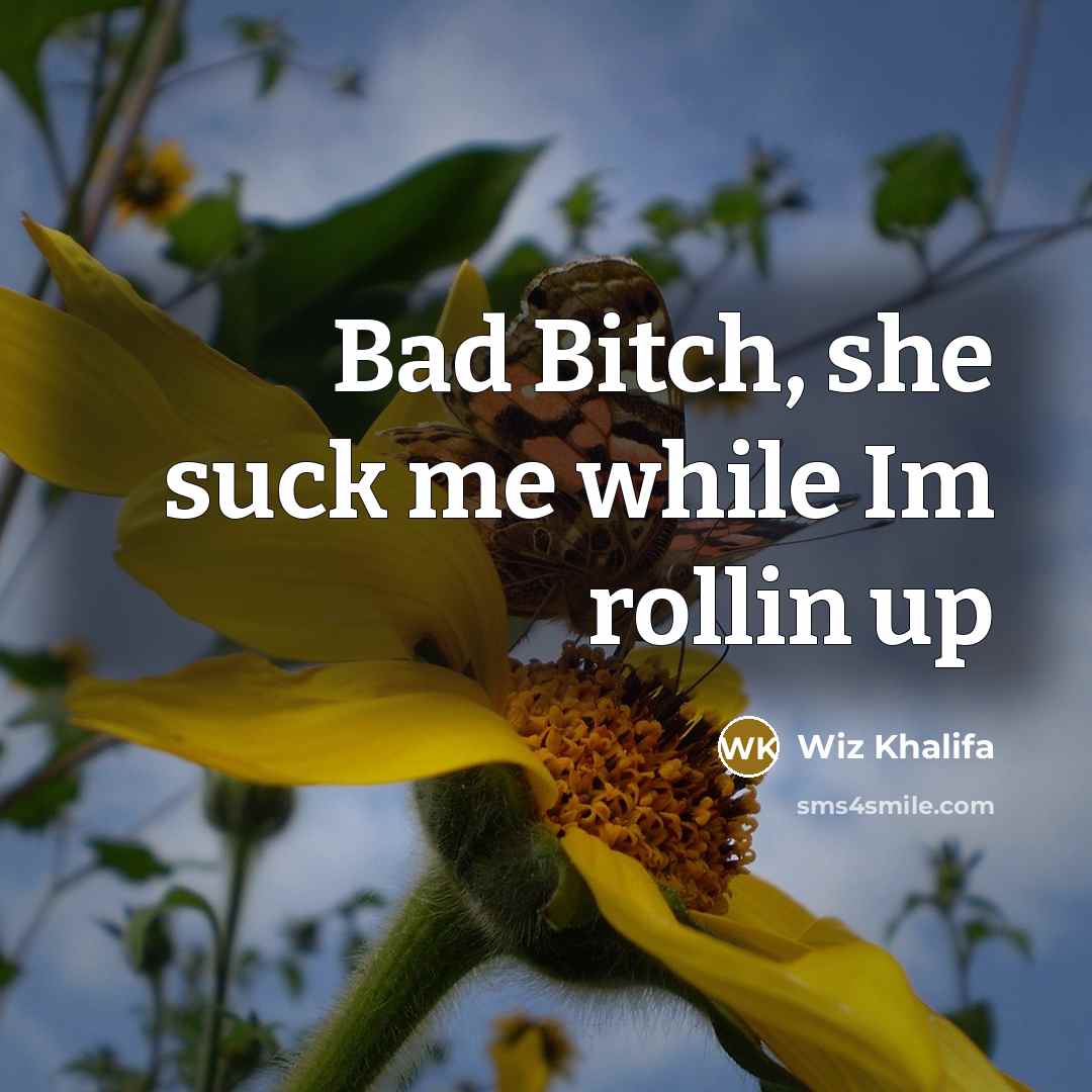 “Bad Bitch, she suck me while Im rollin up” quote by Wiz Khalifa