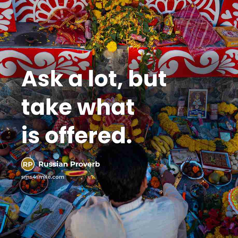 “Ask a lot, but take what is offered.” quote by Russian Proverb