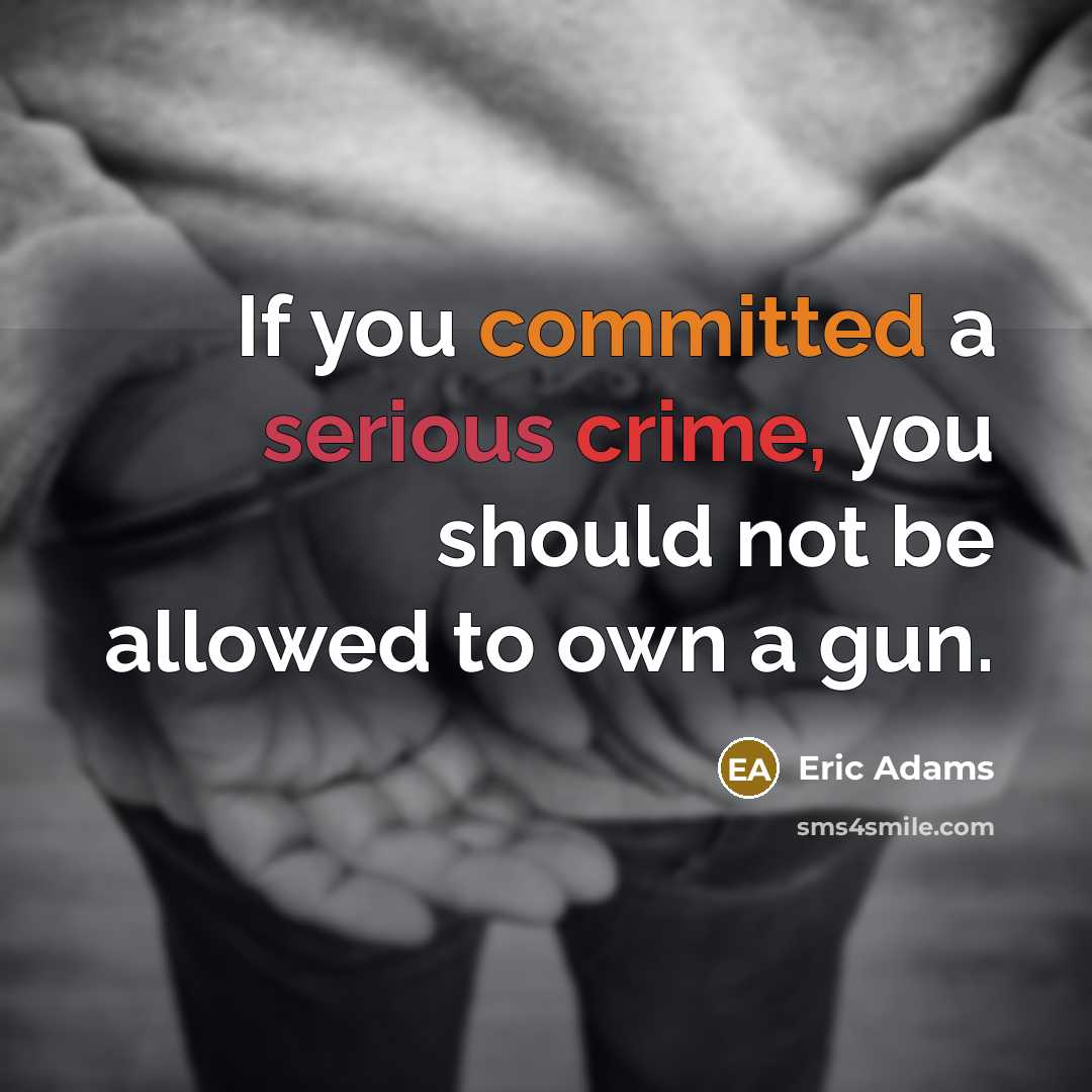 “If you committed a serious crime, you should not be allowed to own a gun.” quote by Eric Adams