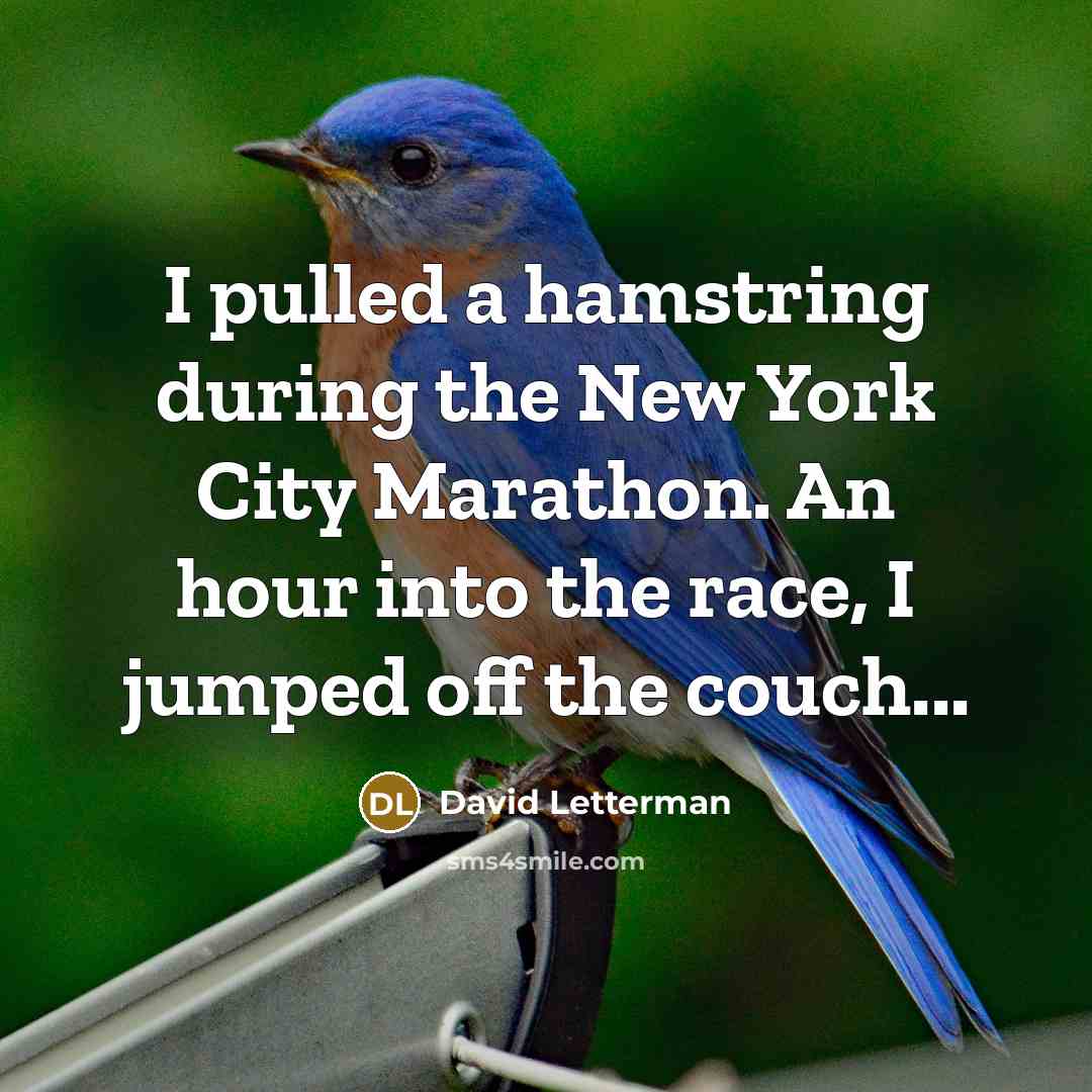 “I pulled a hamstring during the New York City Marathon. An hour into the race, I jumped off the couch...” quote by David Letterman