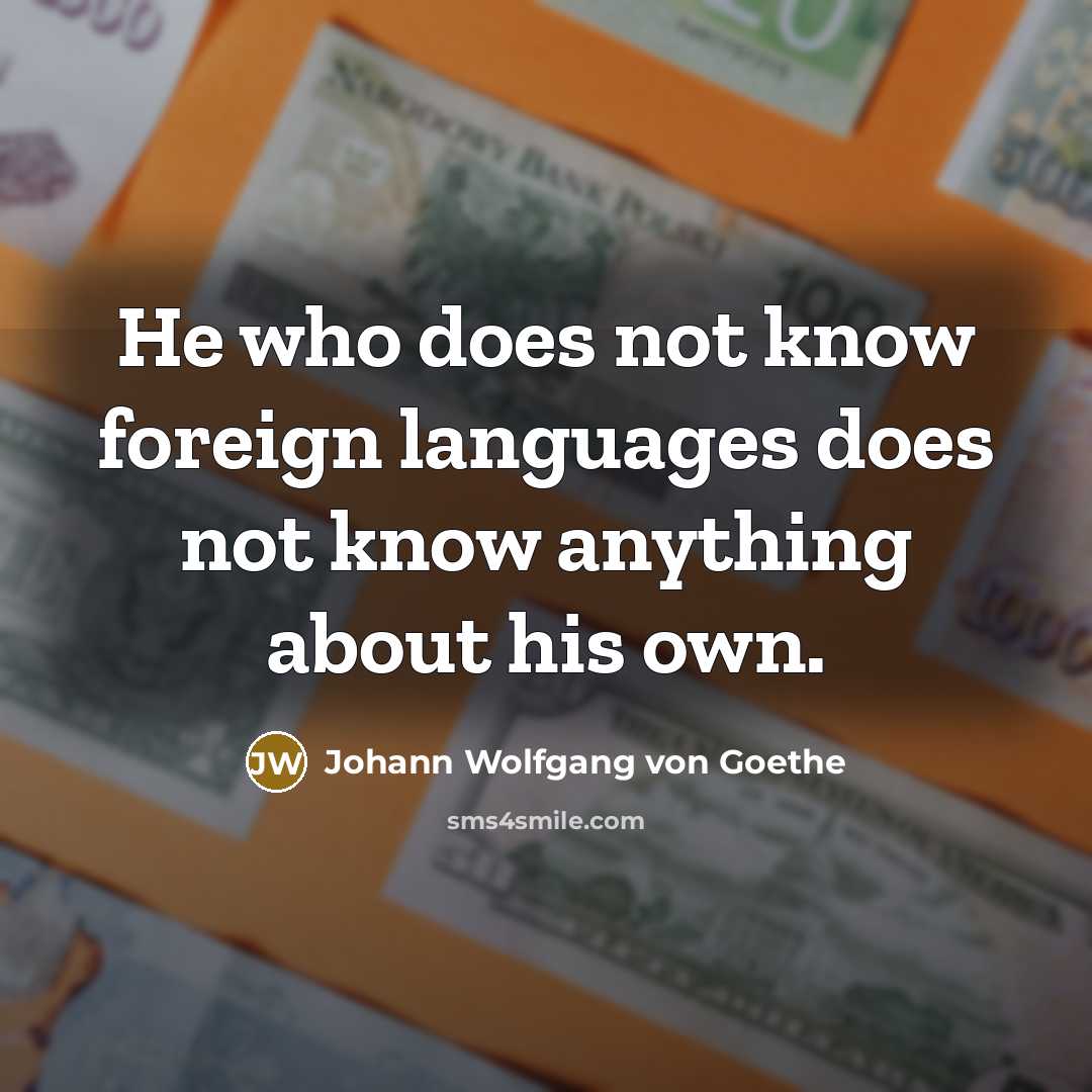 “He who does not know foreign languages does not know anything about his own.” quote by Johann Wolfgang von Goethe