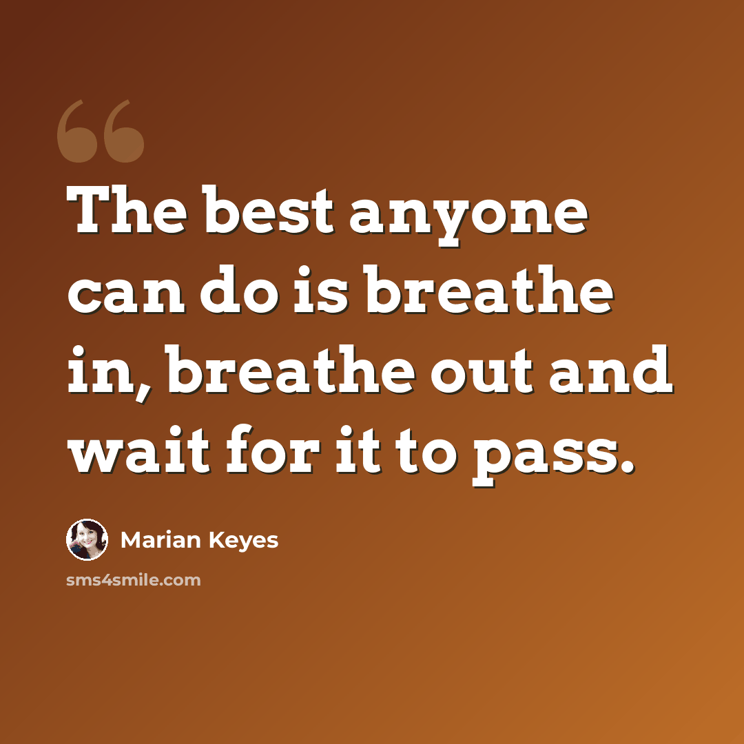 “The best anyone can do is breathe in, breathe out and wait for it to pass.” quote by Marian Keyes