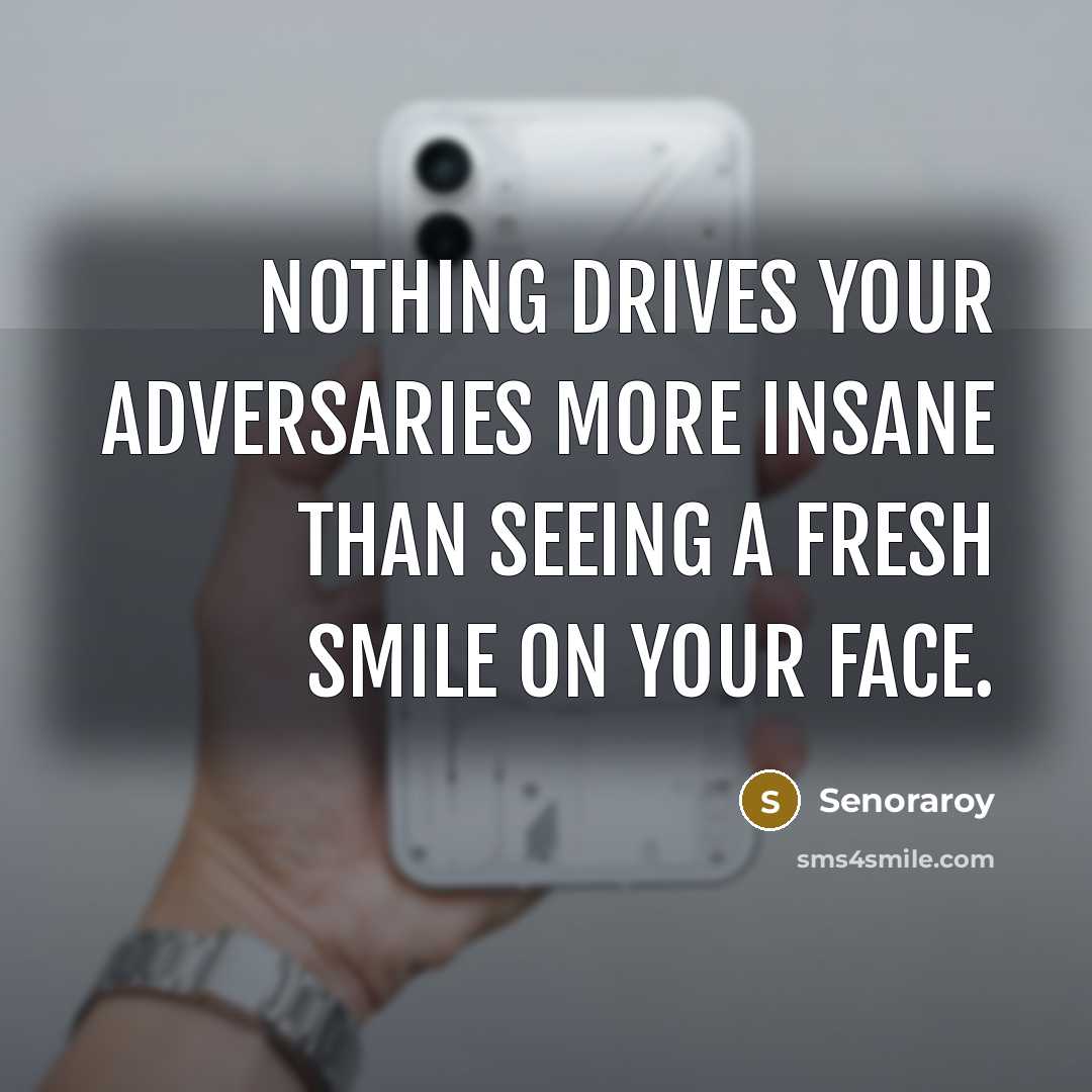 “Nothing drives your adversaries more insane than seeing a fresh smile on your face.” quote by Senoraroy