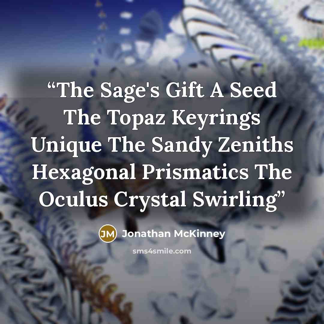 “The Sage's Gift A Seed The Topaz Keyrings Unique The Sandy Zeniths Hexagonal Prismatics The Oculus Crystal Swirling” quote by Jonathan McKinney