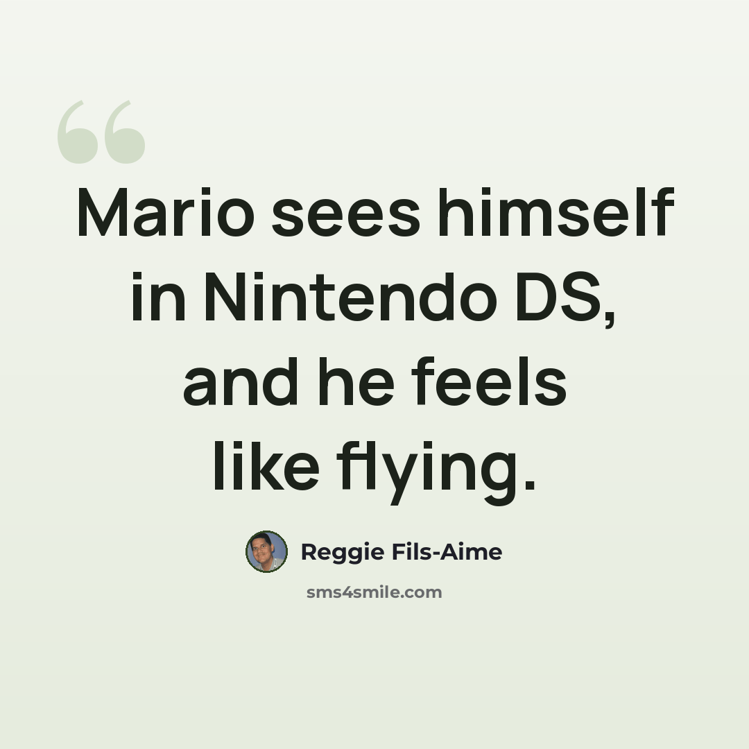 “Mario sees himself in Nintendo DS, and he feels like flying.” quote by Reggie Fils-Aime