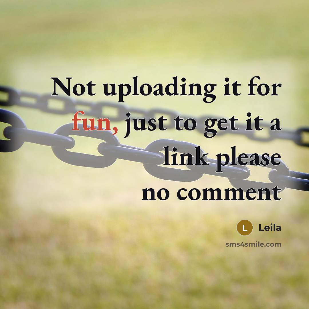 “Not uploading it for fun, just to get it a link please no comment” quote by Leila