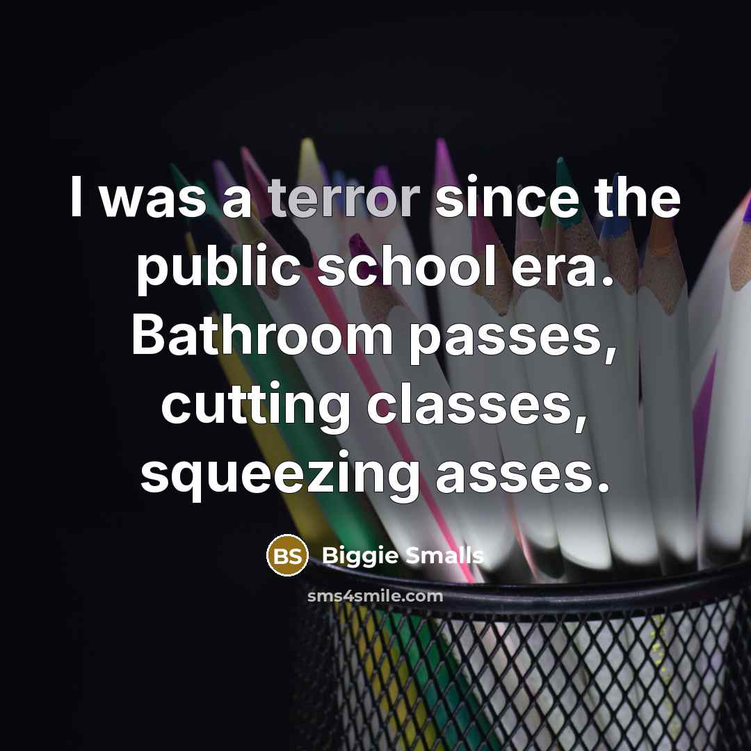 “I was a terror since the public school era. Bathroom passes, cutting classes, squeezing asses.” quote by Biggie Smalls