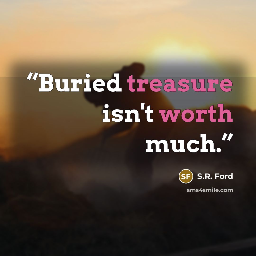 “Buried treasure isn't worth much.” quote by S.R. Ford