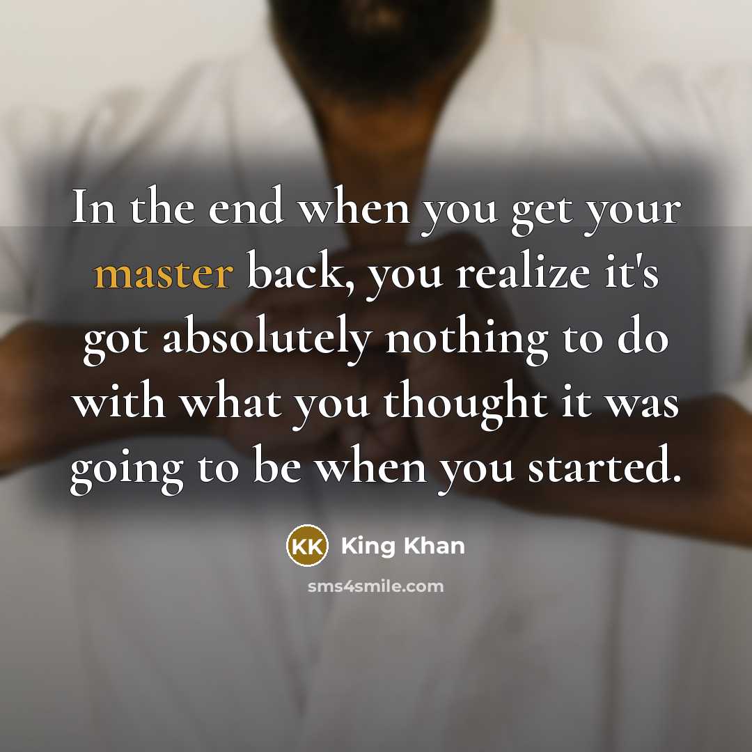 “In the end when you get your master back, you realize it's got absolutely nothing to do with what you thought it was going to be when you started.” quote by King Khan