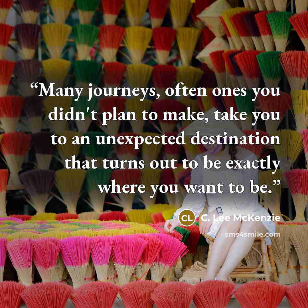 “Many journeys, often ones you didn't plan to make, take you to an unexpected destination that turns out to be exactly where you want to be.” quote by C. Lee McKenzie