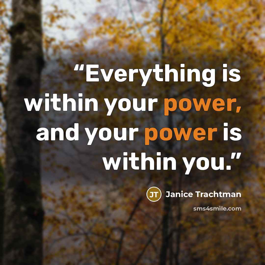 “Everything is within your power, and your power is within you.” quote by Janice Trachtman