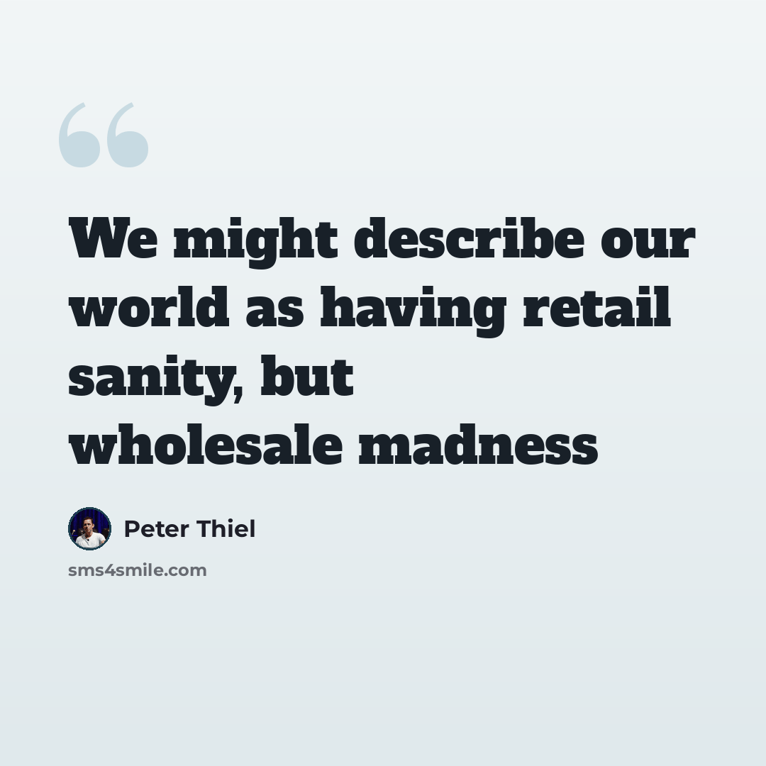 “We might describe our world as having retail sanity, but wholesale madness” quote by Peter Thiel