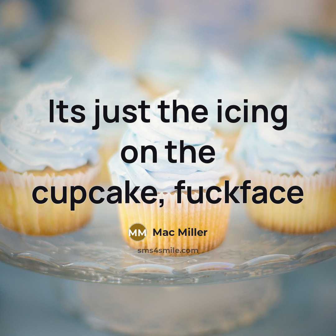 “Its just the icing on the cupcake, fuckface” quote by Mac Miller