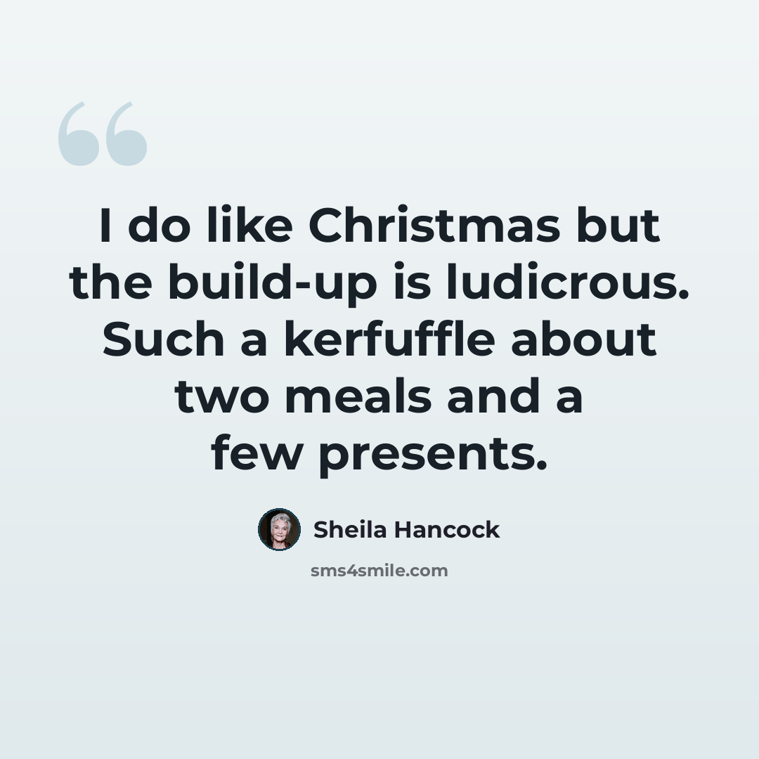 “I do like Christmas but the build-up is ludicrous. Such a kerfuffle about two meals and a few presents.” quote by Sheila Hancock