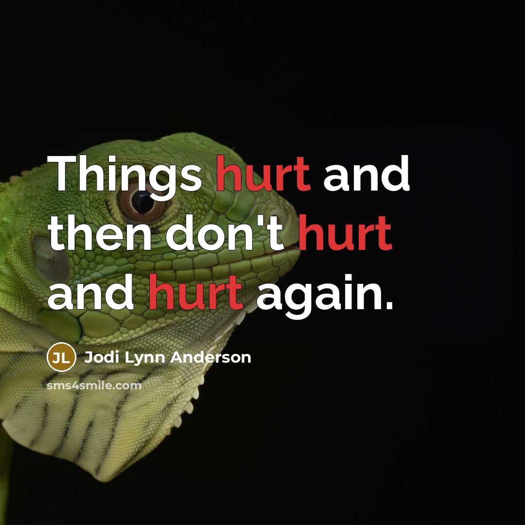 “Things hurt and then don't hurt and hurt again.” quote by Jodi Lynn Anderson