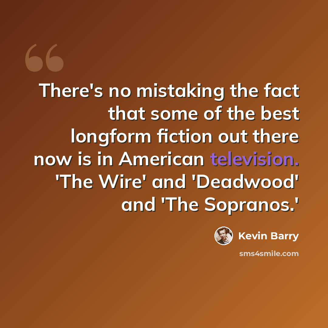 “There's no mistaking the fact that some of the best longform fiction out there now is in American television. 'The Wire' and 'Deadwood' and 'The Sopranos.'” quote by Kevin Barry
