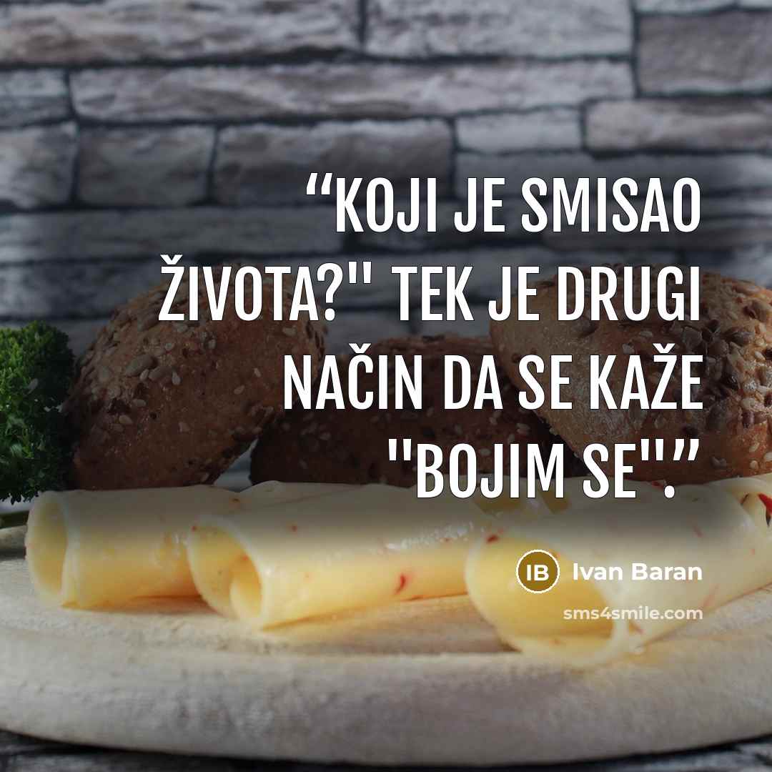 “Koji je smisao života?" tek je drugi način da se kaže "Bojim se".” quote by Ivan Baran