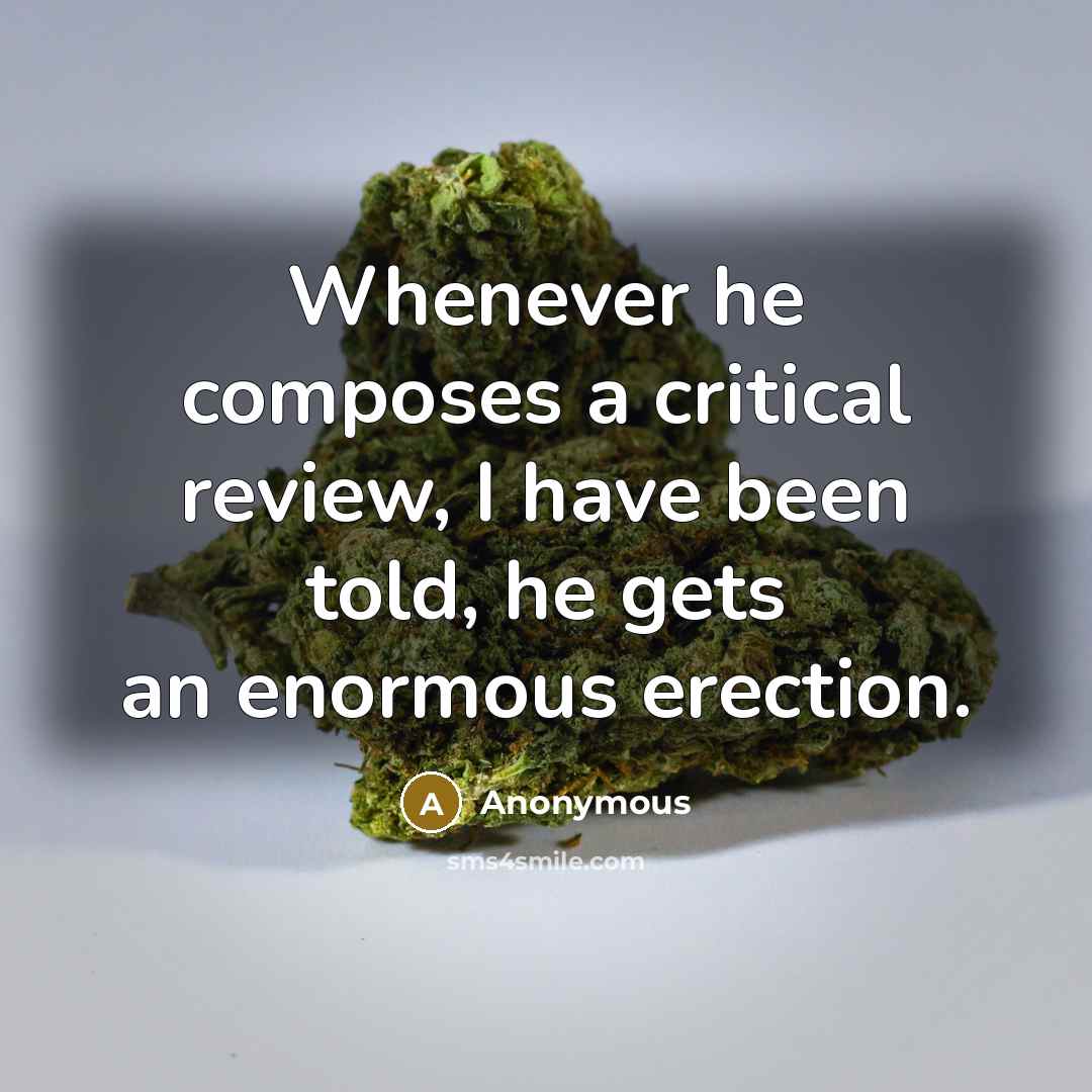 “Whenever he composes a critical review, I have been told, he gets an enormous erection.” quote by Anonymous