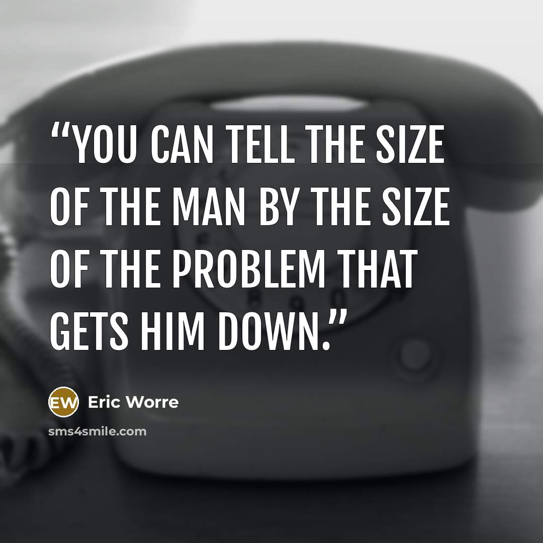 “You can tell the size of the man by the size of the problem that gets him down.” quote by Eric Worre