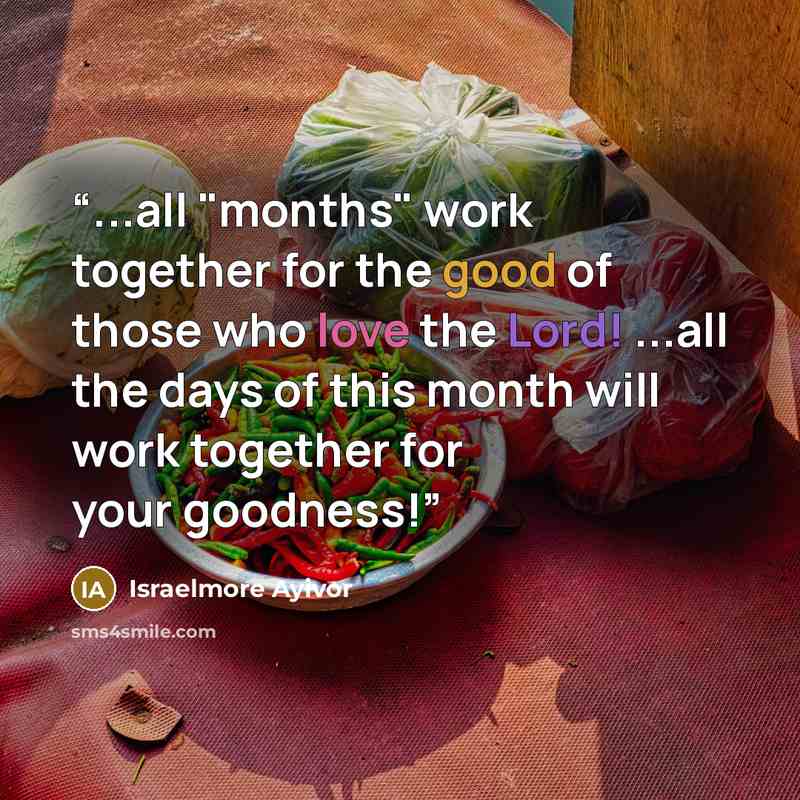 “...all "months" work together for the good of those who love the Lord! ...all the days of this month will work together for your goodness!” quote by Israelmore Ayivor
