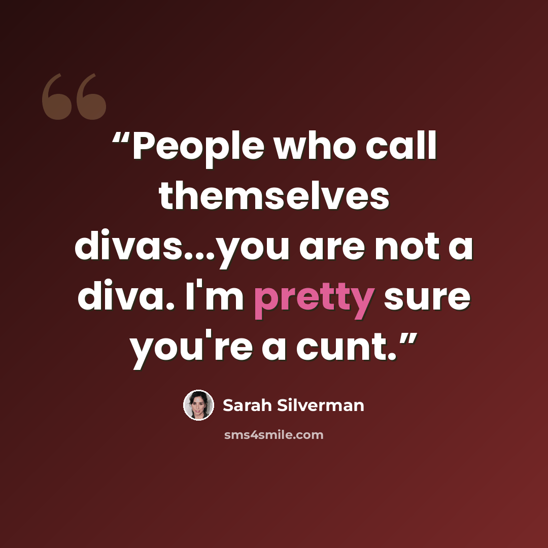 “People who call themselves divas...you are not a diva. I'm pretty sure you're a cunt.” quote by Sarah Silverman