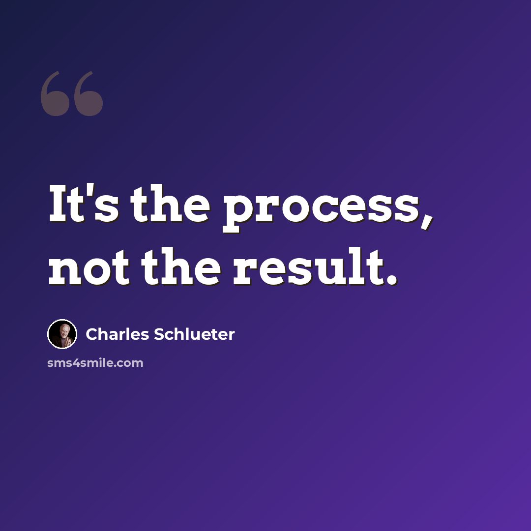 “It's the process, not the result.” quote by Charles Schlueter