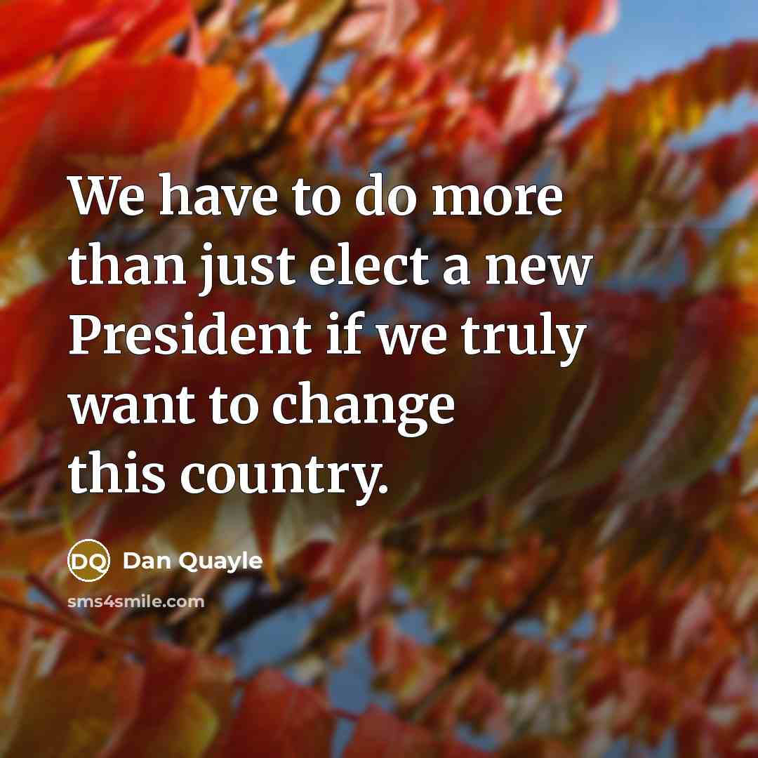 “We have to do more than just elect a new President if we truly want to change this country.” quote by Dan Quayle