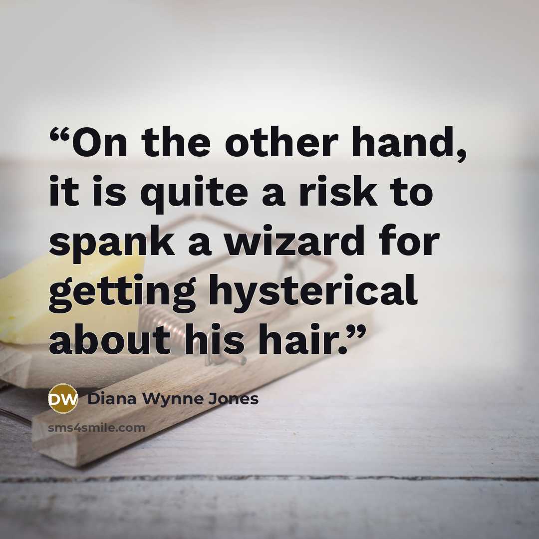 “On the other hand, it is quite a risk to spank a wizard for getting hysterical about his hair.” quote by Diana Wynne Jones