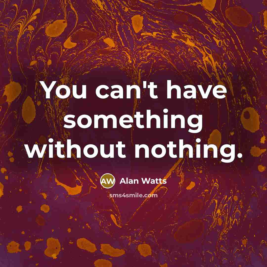 “You can't have something without nothing.” quote by Alan Watts