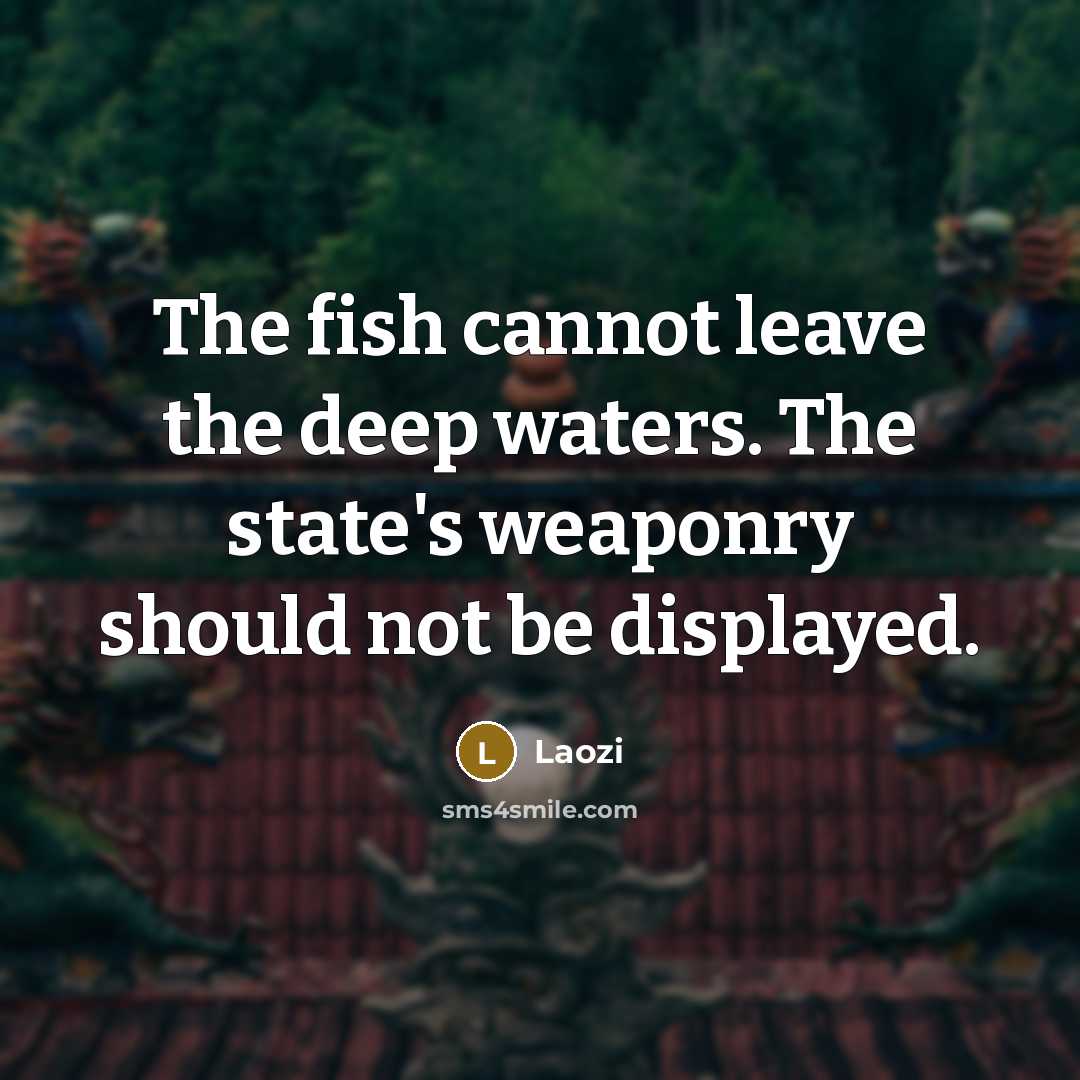 “The fish cannot leave the deep waters. The state's weaponry should not be displayed.” quote by Laozi